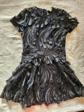 Michael Kors Black Feather-Textured Detail Dress